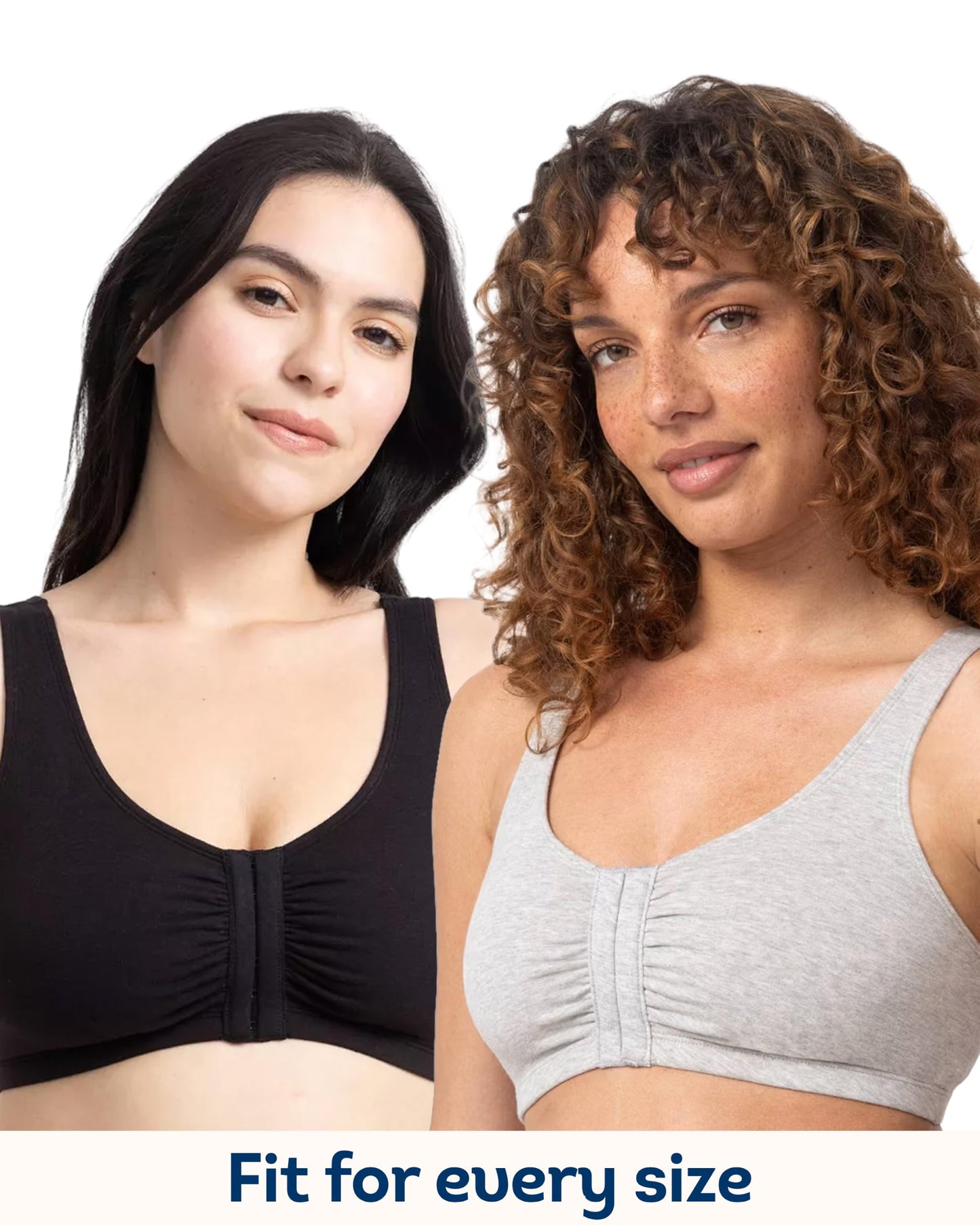 Fruit of the Loom womens Front Closure Cotton Sports Bra, Black/White/Heather Grey 3-pack, 36 US