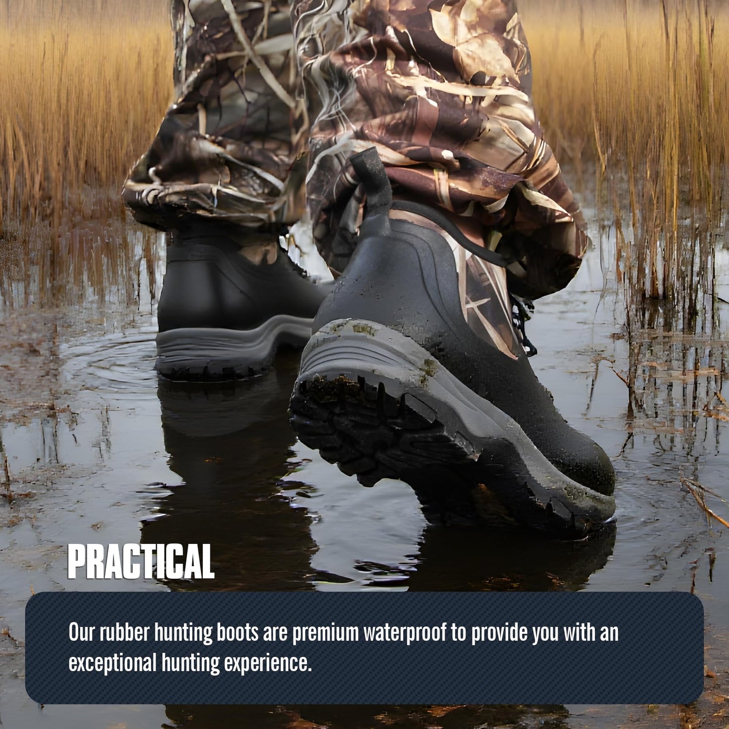 GUGULUZA Men's Ankle Rubber Boots, Short Hunting Boots with Neoprene, Waterproof Rain Footwear Insulated Outdoor Mud Shoes for Gardening,Fishing Camping (Camo, M10)