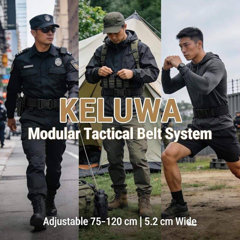 Tactical Utility Belt - 10-in-1 Duty Belt with 9 Modular Pockets | Heavy-Duty 600D Nylon, Adjustable 29.5-47.2 Inches for Security & Outdoor Use
