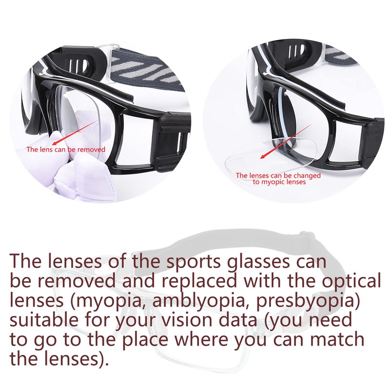 SooGree Sport Safety Goggles Glasses Racquetball Basketball Goggles Sports Eyewear Protective Glasses Lens Replaceable Scratch Resistant Protective Eyewear (8040 Light Grey frame Gray pad)
