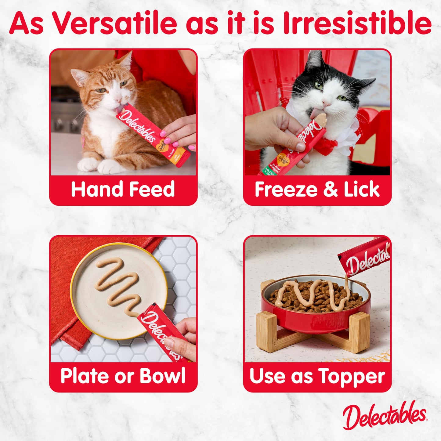 Delectables Squeeze Up Variety Pack, Creamy Squeezable Puree, Lickable Wet Cat Treats, Grain Free, No Fillers, by-Products, Preservatives, 0.5 Ounces Tube, 54 Tubes Total