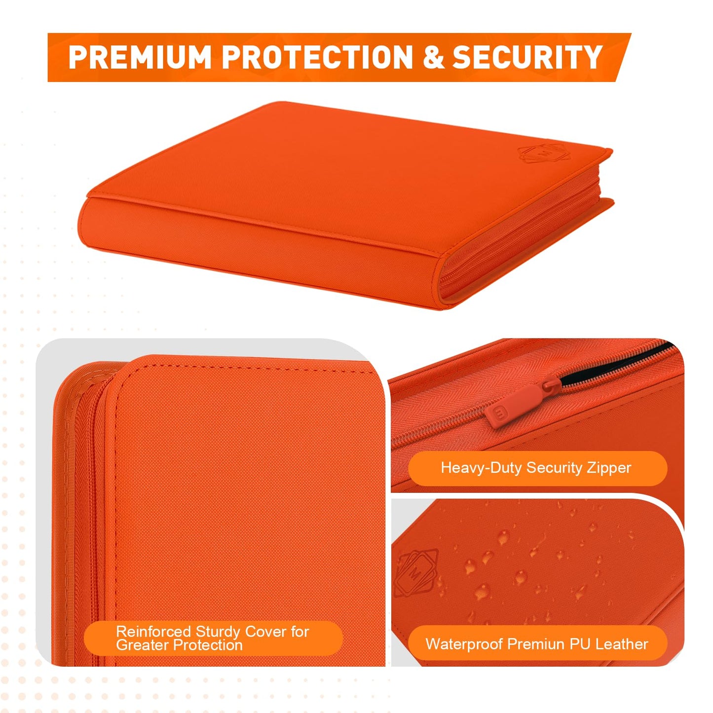 Premium Card Binder 12 Pocket for 720 Pockets Trading Card Binder, PU Zipper Card Collection Album, Sturdy Side-Loading Card Book Holder for MTG, TCG, Game Cards, Sports Cards