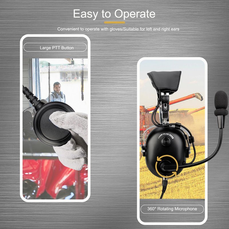 Retevis Noise Reduction Walkie Talkie Headset,Elastic Metal Bracket Racing Headset,for RT21 RT68 RA89, Compatible with Baofeng UV-5R 5RM Pxton PX-777S Radio,Two Way Radio Headset with Mic(1 Pack)