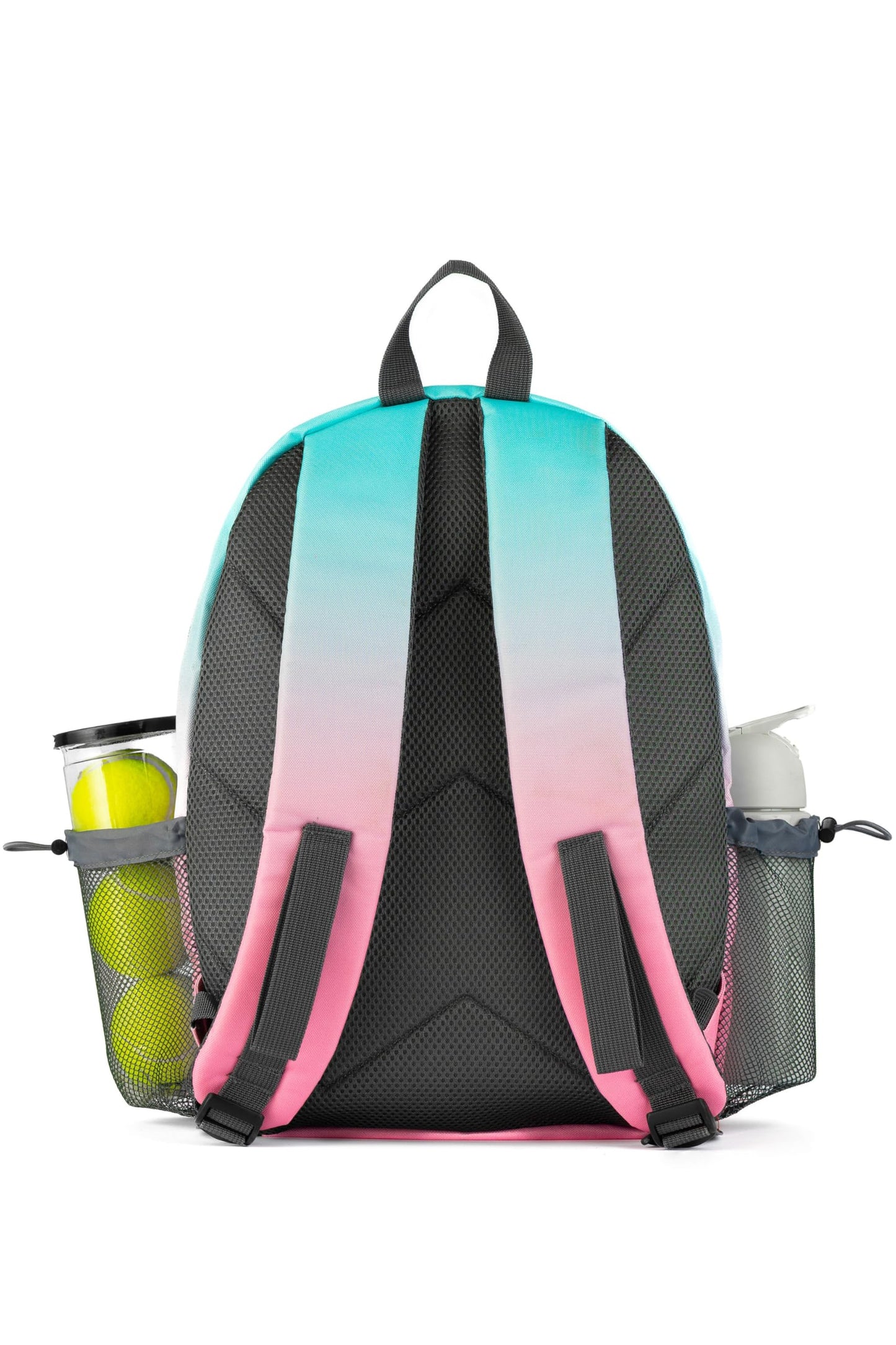 Crafted Living Kids Tennis Backpack, Boys and Girls Junior Bag, For Junior Tennis Rackets, Multiple Pockets with Shoe Compartment, Mesh Padded Straps (Pink Aqua)