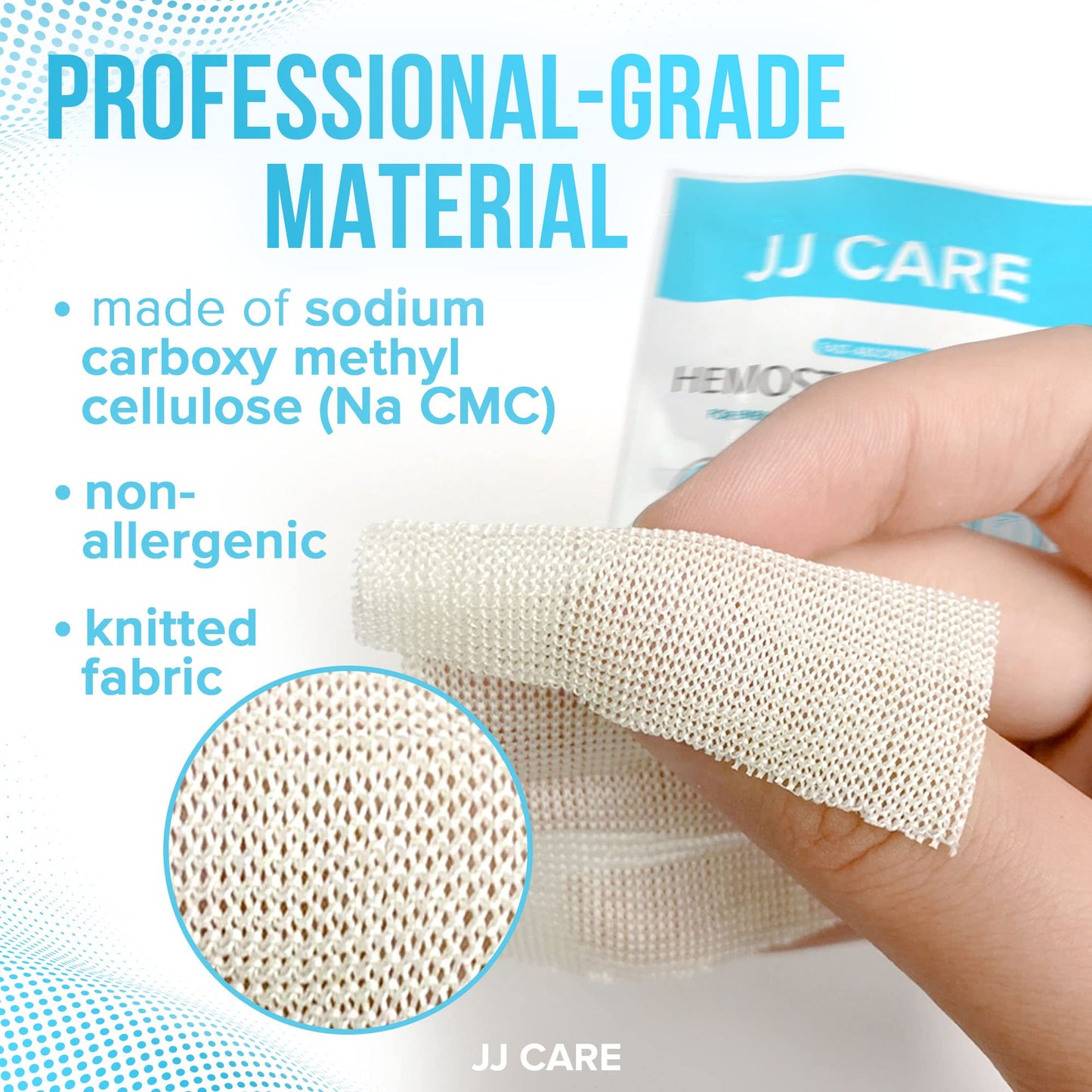 JJ CARE Z Folded Hemostatic Gauze (Pack of 1), 3"x24" Quick Clotting Combat Gauze Hemostatic Dressing for Emergency Trauma, Immediate Hemostasis Clotting Gauze for Camping Essentials & Emergency Kits