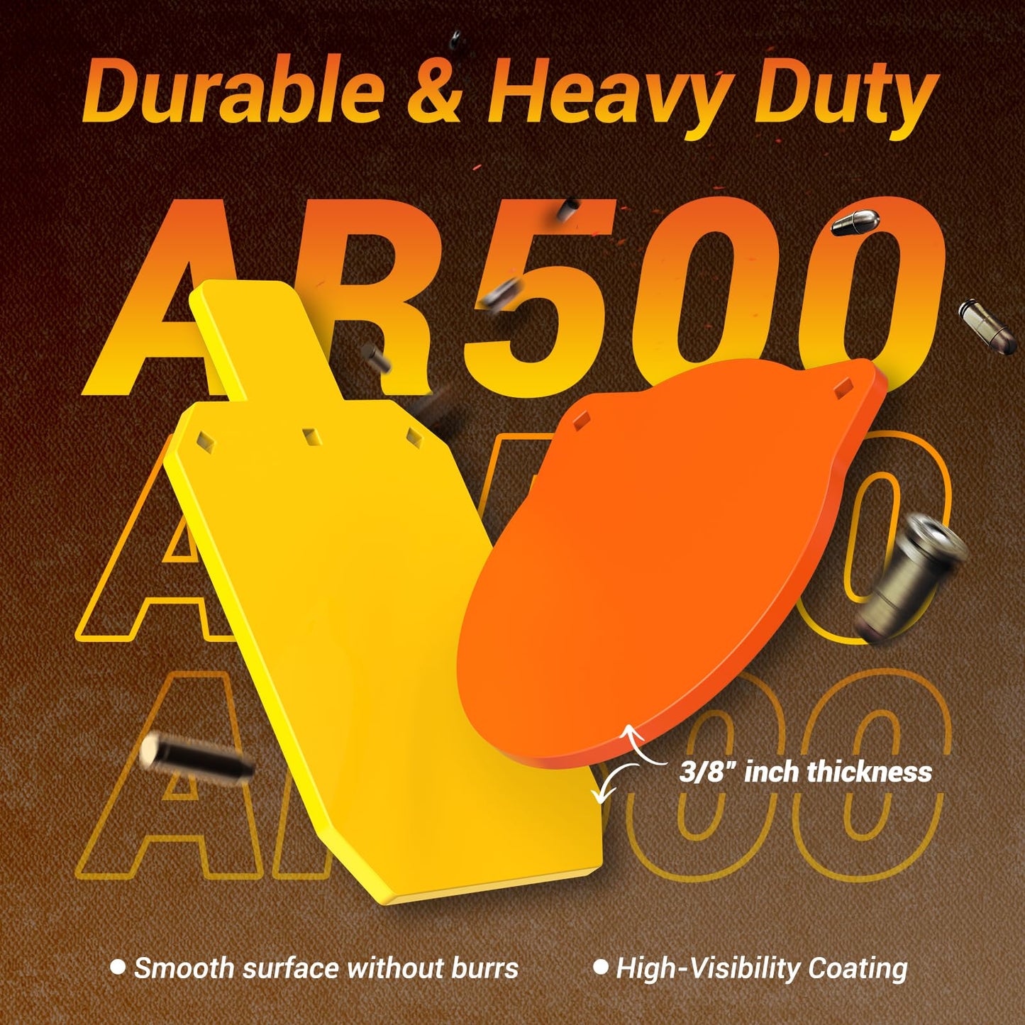AR500 Steel Targets and Stand System Kit - 3/8" Thick with 4",6",8" Gongs & 7"x12" Torso, Adjustable 35.5"-63.5" Shooting Target Stand, Bonus 10pc Paper Targets & 10 Stickers for Outdoor Rifle Pistol