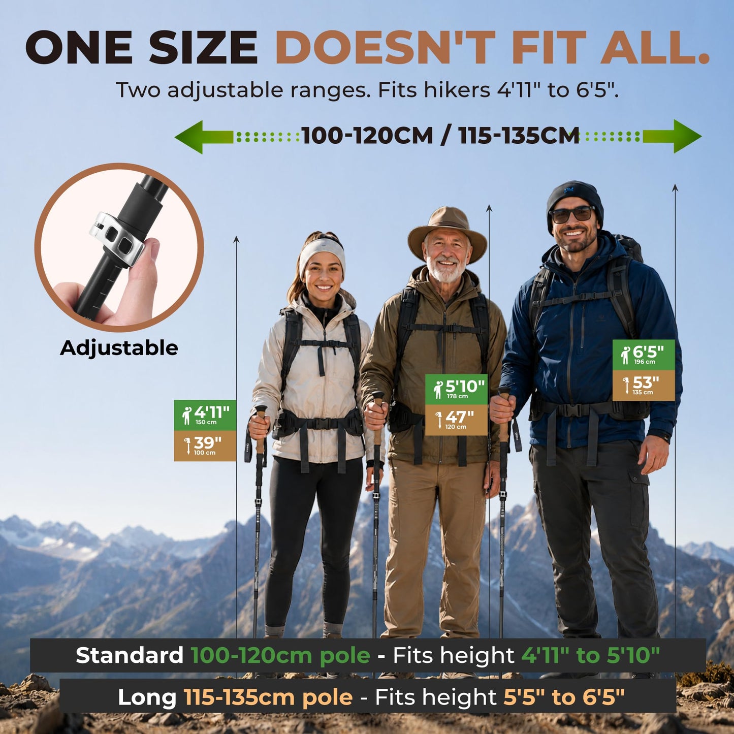 Trekology Trek-Z Collapsible Hiking & Trekking Poles - Balance Support for Seniors, Women, and Men, 2pc Per Set