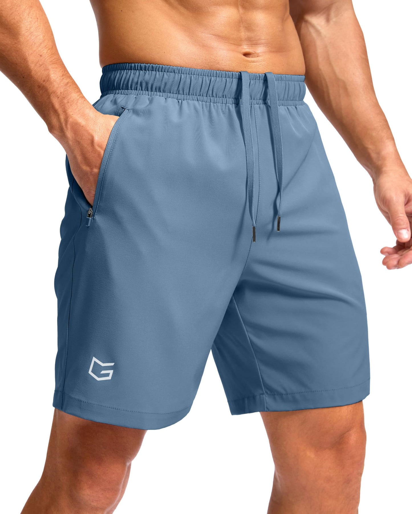 G Gradual Men's Athletic Running Shorts with Zipper Pockets Quick Dry 7"/ 5"/ 9" Workout Gym Shorts for Basketball Hiking(Federalblue,7M)