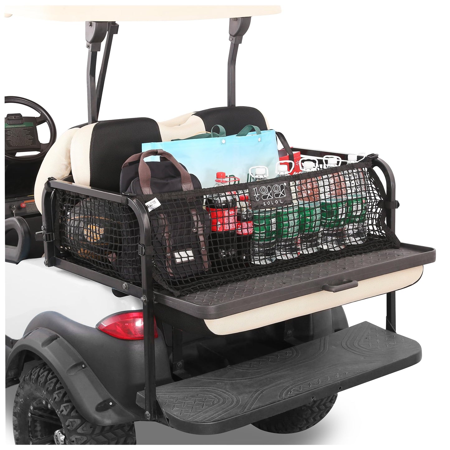 10L0L 4 Passenger Golf Cart Cargo Net for Yamaha,Club Car DS/Precedent, EZGO TXT/RXV, Adjustable Elastic Storage Net, Cargo Mesh Organizer Nets with Strong Buckle
