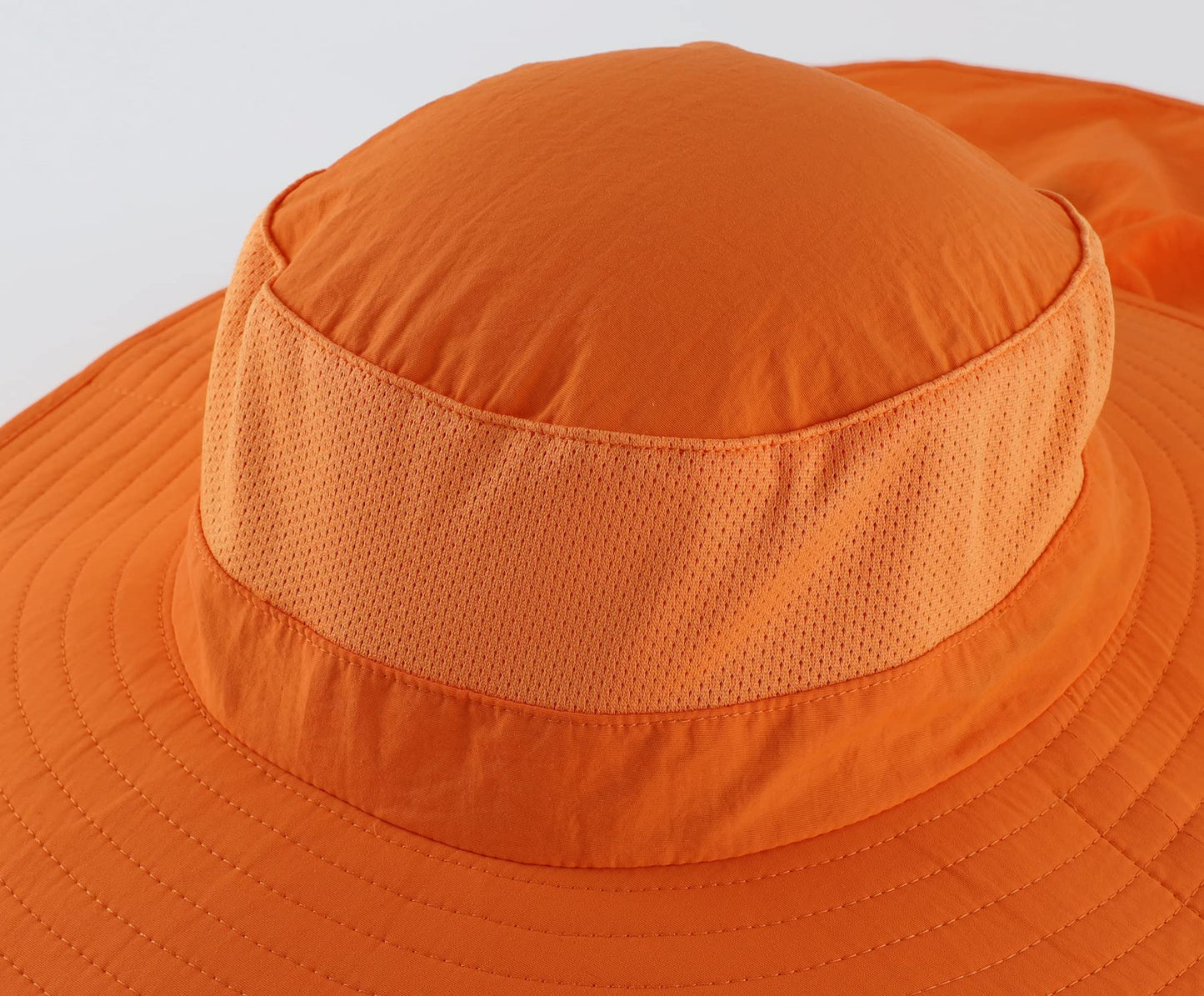 Home Prefer Outdoor UPF50+ Mesh Sun Hat Wide Brim Fishing Hat with Neck Flap (Orange)