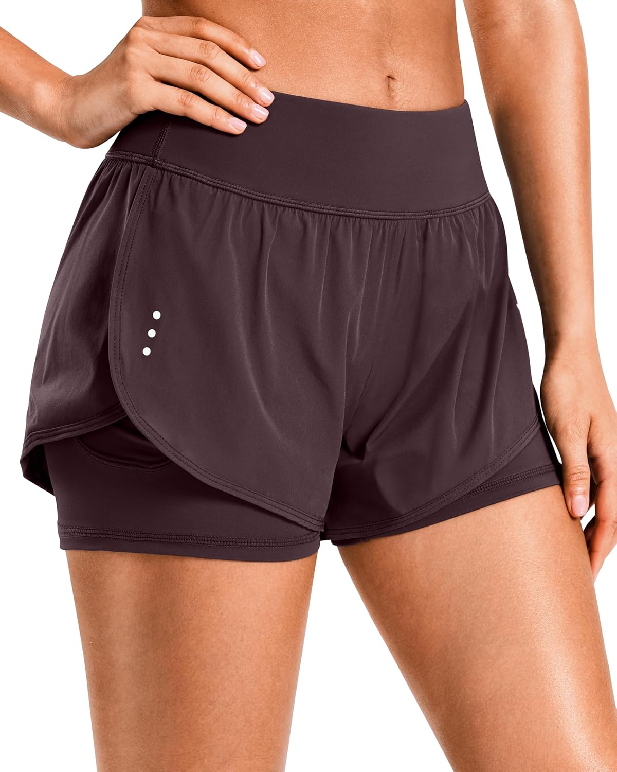 Women's Running Shorts - 2-in-1 High-Waisted Spandex with Zipper Pocket | Athletic Gym & Yoga Wear