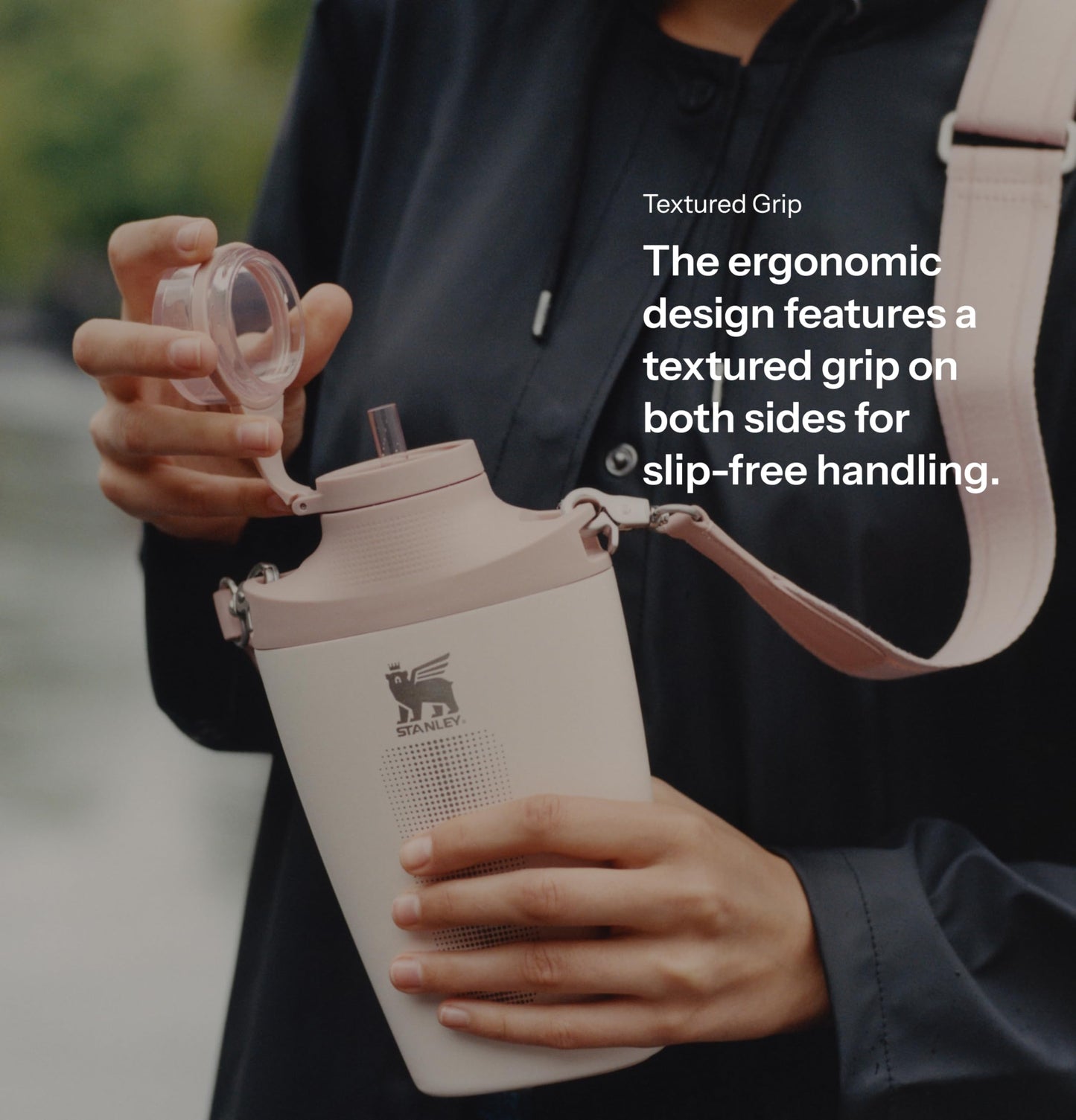 Stanley Cross Bottle 23 oz | Travel Water Bottle with Jacquard Strap | Leakproof Tritan Lid with Removable Straw | Insulated Stainless Steel | BPA-Free | Black