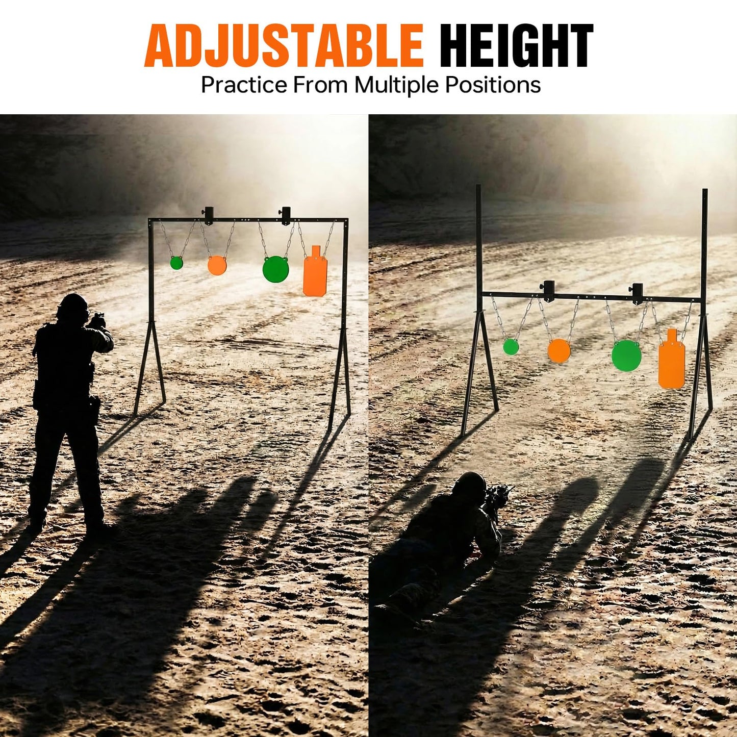 AR500 Steel Target Stand System Kit, 3/8" Thick 4", 6", 8", 7"x12" Steel Targets, Height Adjustable 35-65 Inch for Outdoor Shooting