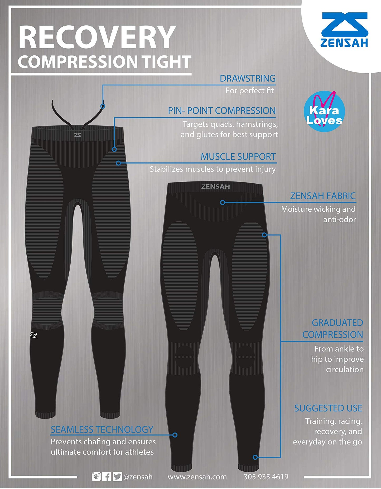 Zensah Recovery Tight - Running Compression Tights