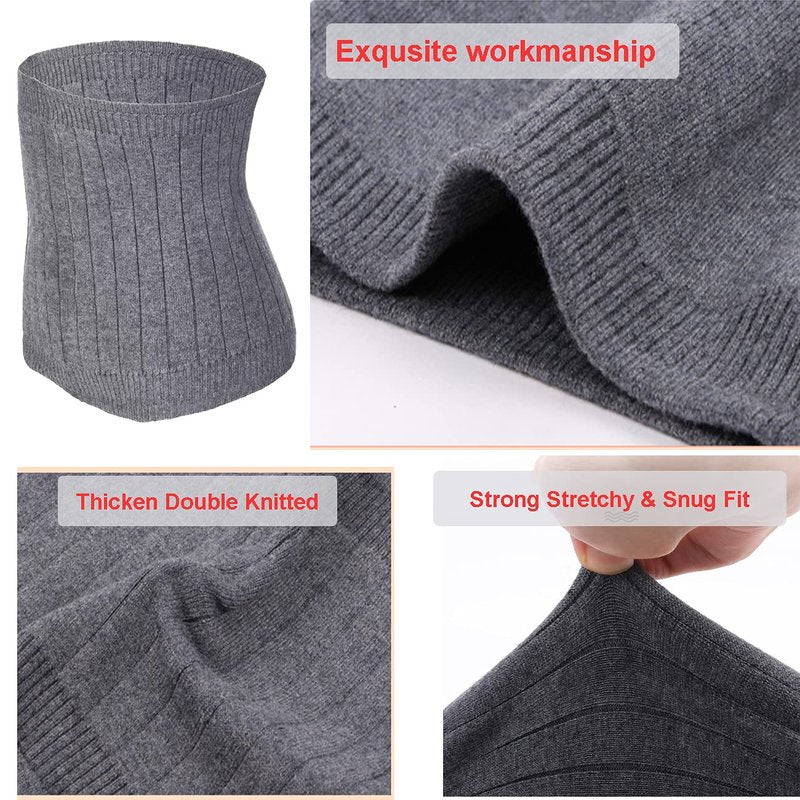 iEasey Thermal Cashmere Knit Lumbar Warmer Lower Back Support Belt Brace Stomach Kidney Warmer Abdominal Binder Belly Wrap