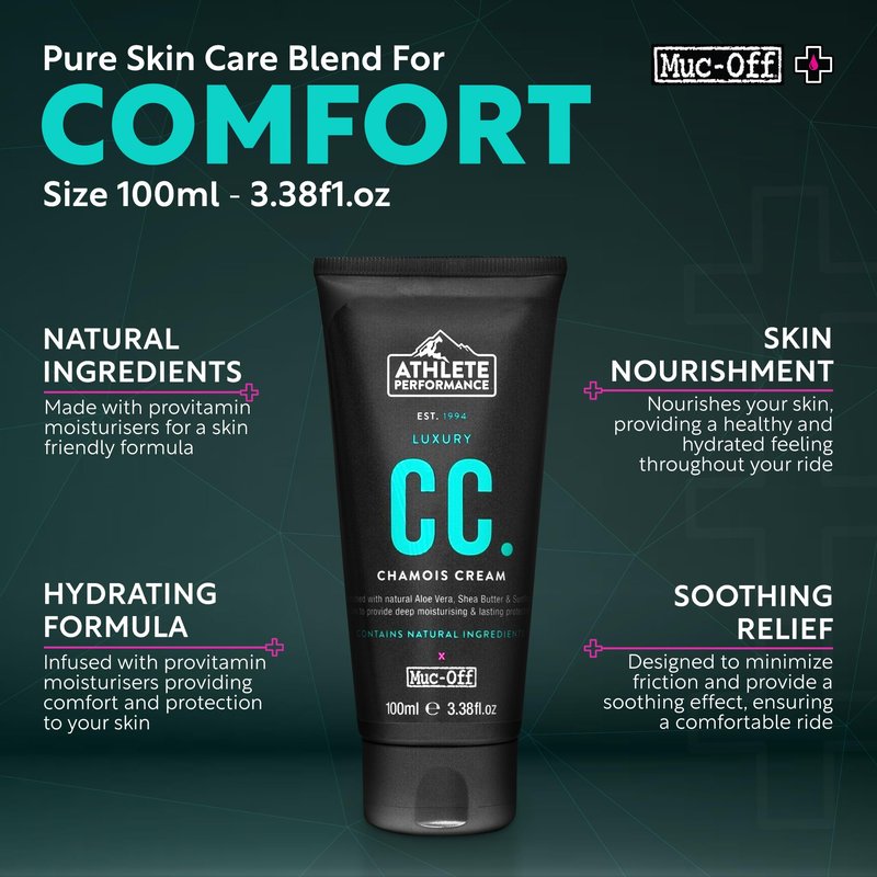 Muc-Off Luxury Chamois Cream Cycling | Anti-Chafing, Moisturizing Formula | Long-Lasting Comfort & Protection | Ideal for Cyclists, Triathletes, and Runners (100 ml (Pack of 2))