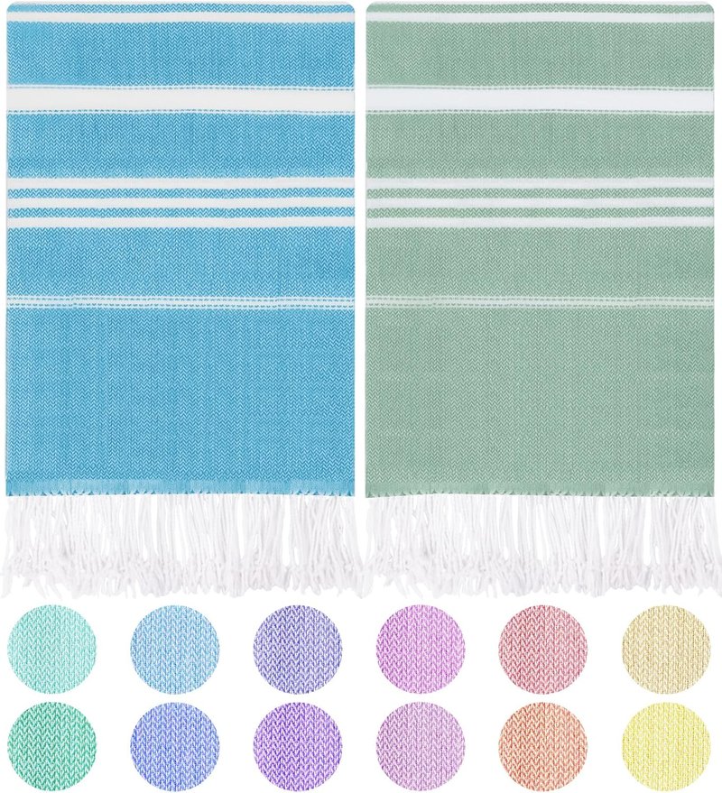 Turkish Beach Towel - Lightweight Quick Dry Absorbent Cotton | Extra Large Sand-Free Bath & Pool Accessory