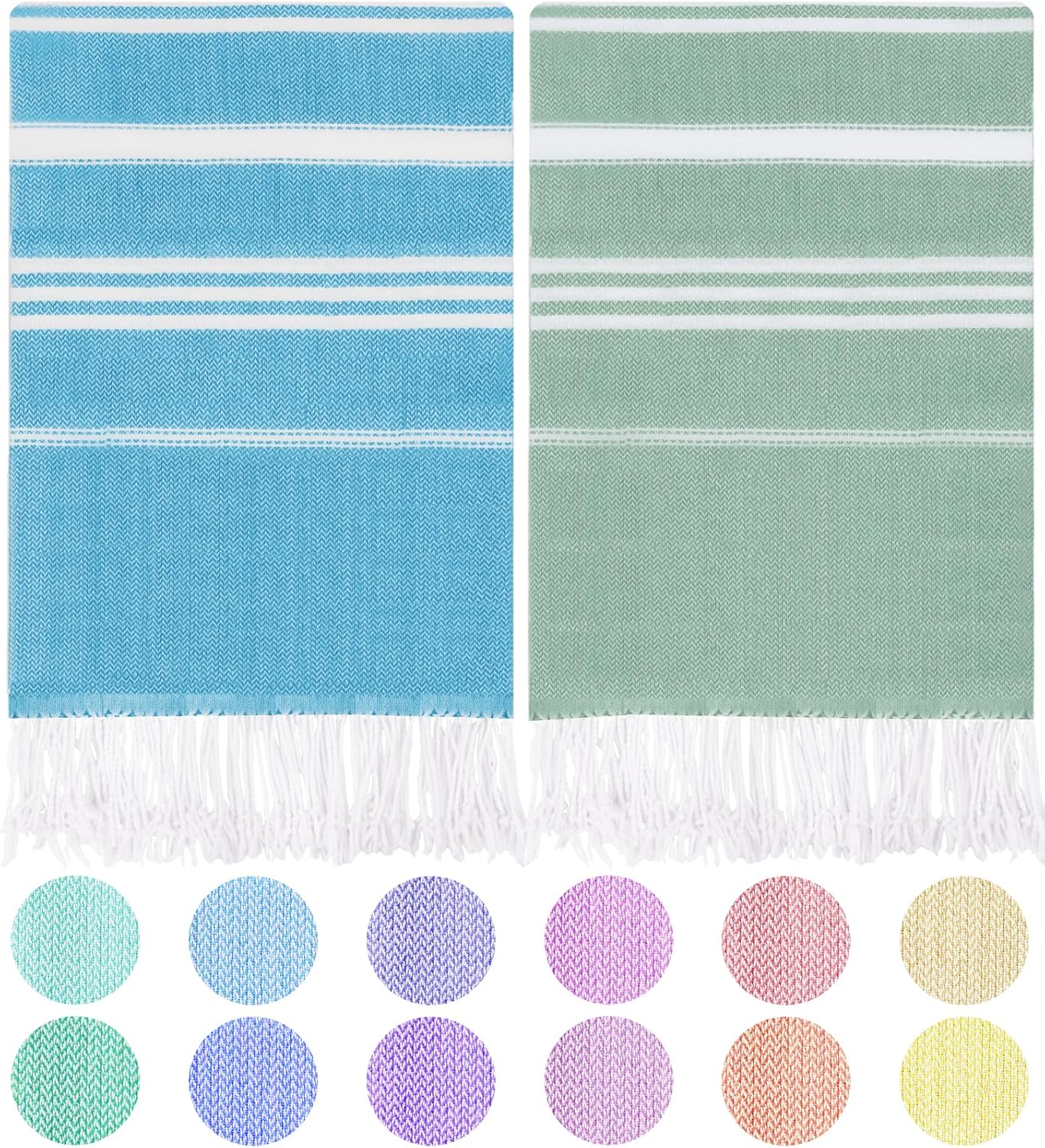Thin Turkish Beach Towel - Lightweight Quick-Dry Cotton | Extra Large Sand-Free Bath & Pool Accessory