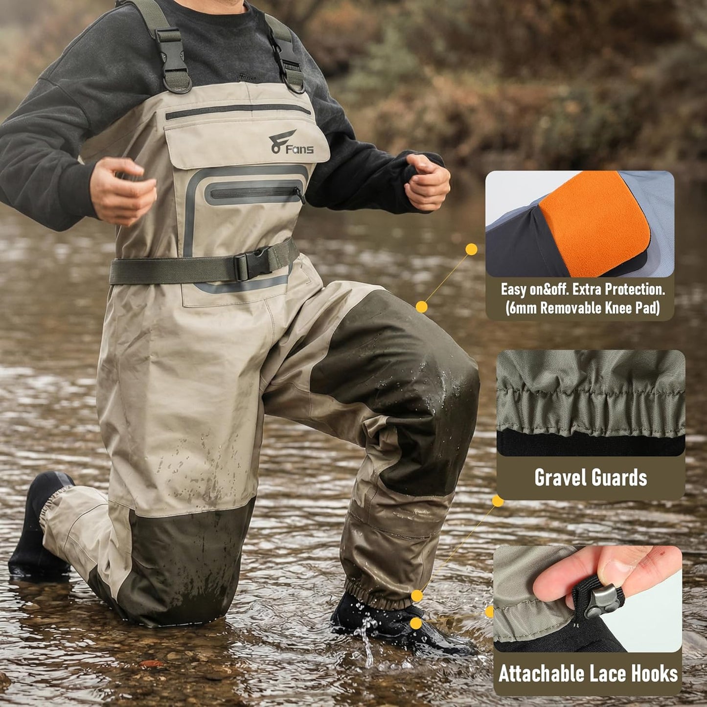 Fishing Chest Waders for Men & Women - Waterproof Breathable 3-Layer Neoprene | Lightweight Hunting Gear