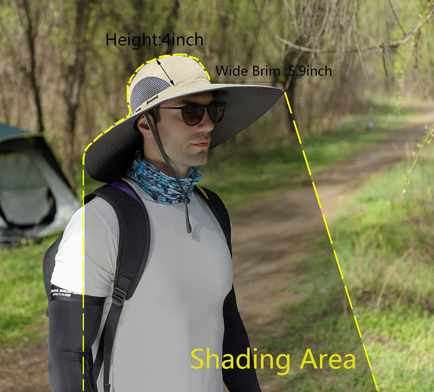 Leotruny Men Wide Brim Sun Hats UPF50+ Waterproof Breathable Bucket Hat for Fishing, Hiking, Camping (C01-khaki)