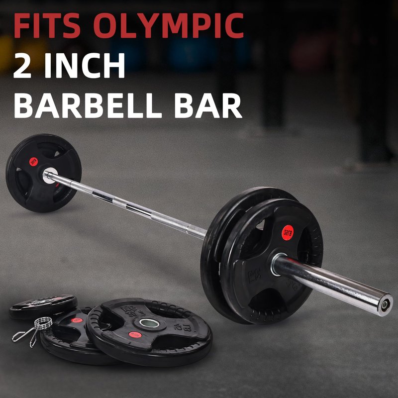 Fitvids 2 Inch Olympic Barbell Weight Plates Set, 35 LB(2.5-10 LB) Barbell Weight Set for Home Gym Strength Training, Rubber Coate Design