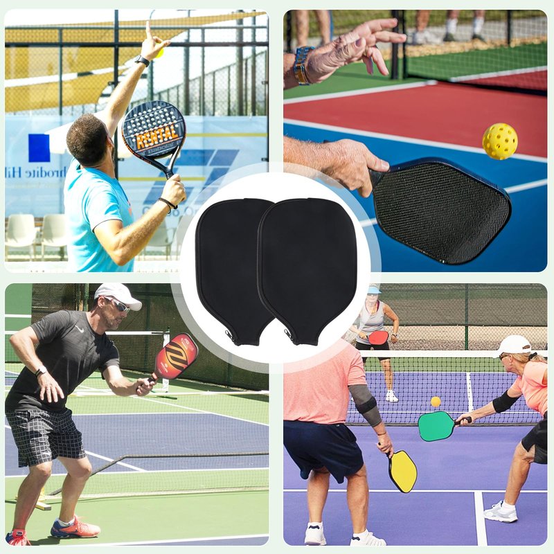 WAQYGZO 2 PCS Pickleball Paddle Covers Black Neoprene Paddle Cover Universal 8.26 x 11.8Inch Zippered Universal Racket Sleeve Paddle Storage Bag Fits USAPA Standard Pickleball Racquets