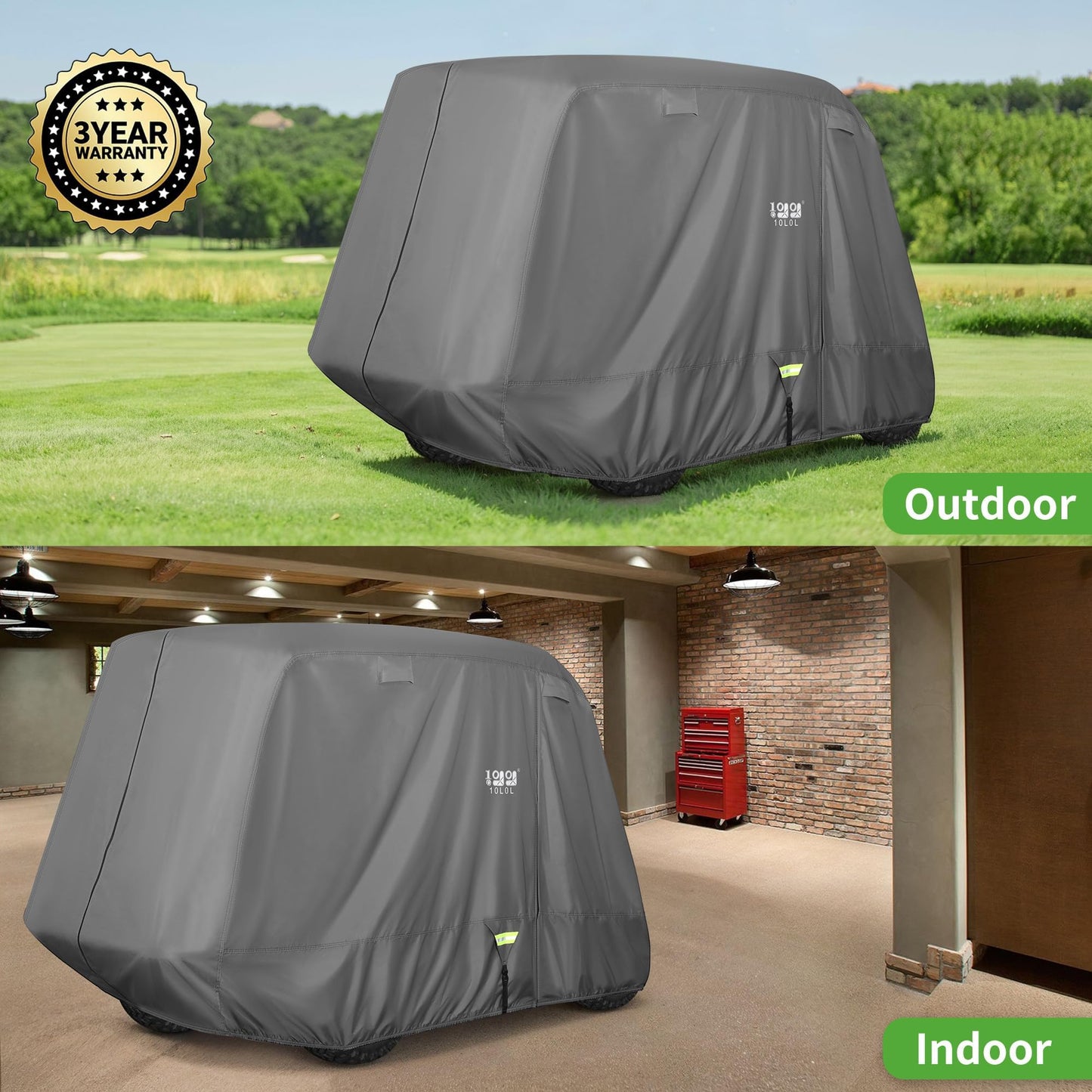 10L0L Heavy Duty Golf Cart Cover for 2/4/6 Passengers EZGO, Club Car and Yamaha, All Weather Outdoor Protection Weatherproof