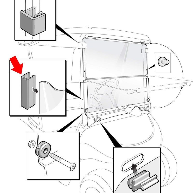 10L0L Windshield Sash Retaining Clip for EZGO RXV 2008-up Golf Cart, OEM# 603852 613136, Width 1.3 inch, 10 Inch Set of 2