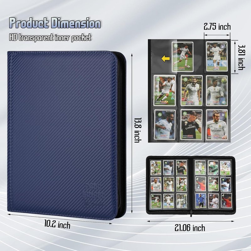 Premium 9-Pocket Trading Card Binder - Double-Sided PU Collection Album for MTG, TCG & Sports Cards | Navy Blue