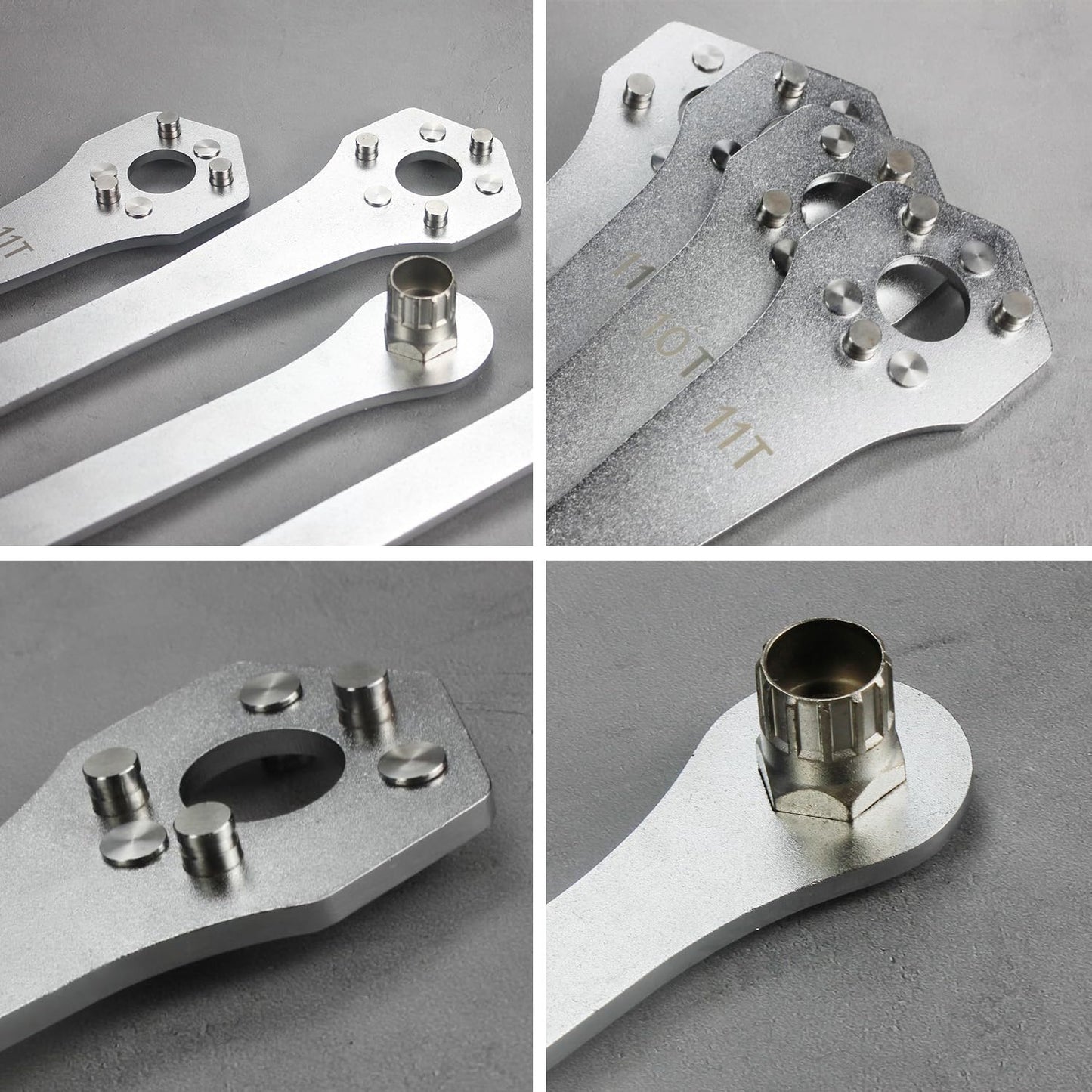 HUBAKO Cassette Removal Tool Sets, Cassette Wrench & Lock Ring Tool for 10T/11T Sprocket Cassette Install Removal, Bearing Steel + Ni-Cr Plating Cassette Wrench Tool with Rubber Grip for MTB Road Bike