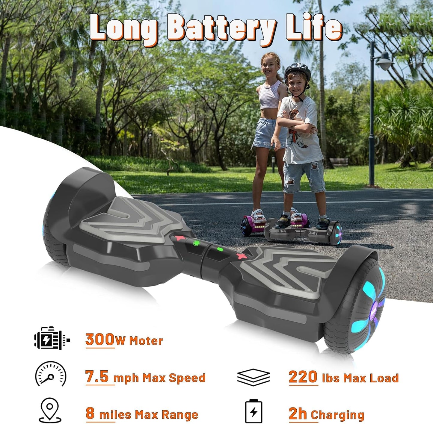 SIMATE Electric Scooter - Bluetooth Speakers, LED Light-Up Wheels & APP Control | Dual 250W Motors, 8.5 mph, 8.5 Miles Range