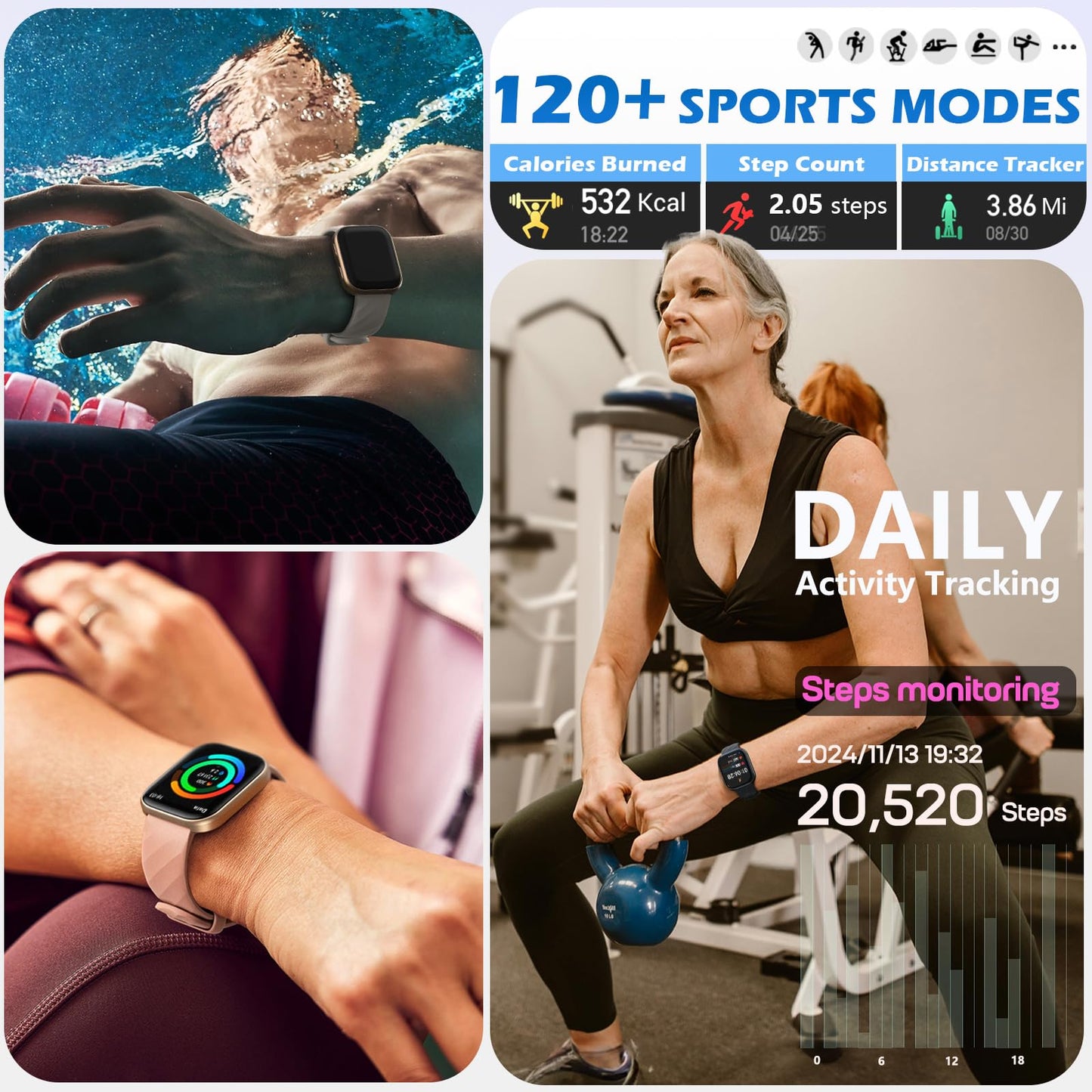 MorePro Fitness Tracker with 24/7 Heart Rate & Blood Pressure Monitor, Smart Watch with Blood Oxy-gen, Sleep Tracking, Fitness Watch 120+ Sports Modes, Answer/Make Calls for Men and Women