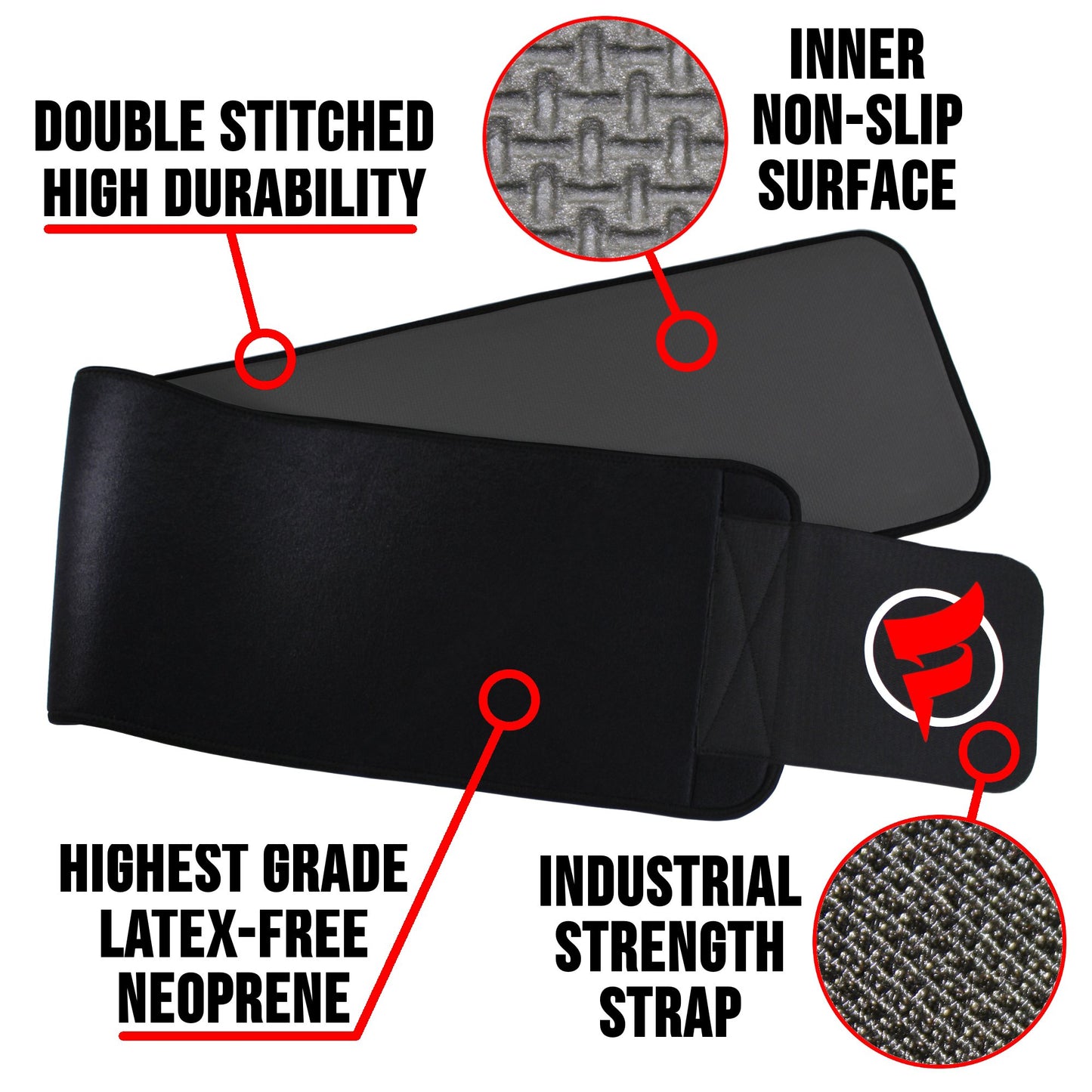 Fitru Waist Trimmer Sauna Ab Belt for Women & Men - Waist Trainer Stomach Wrap Black