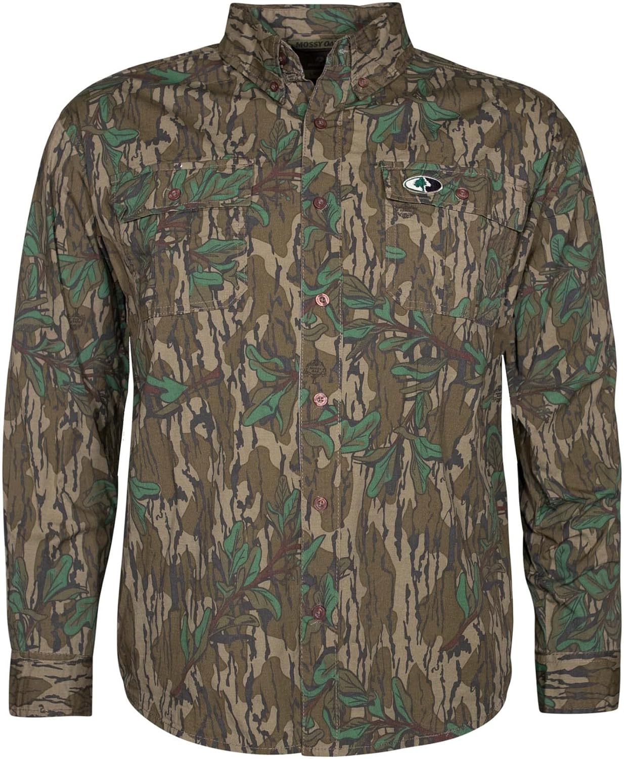 Mossy Oak Men's Long Sleeve Camo Hunting Shirt - Breathable Cotton Fabric | Perfect for Outdoor Adventures