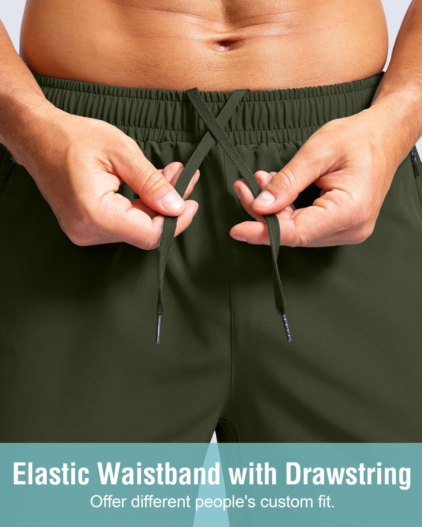 G Gradual Men's Athletic Running Shorts with Zipper Pockets Quick Dry 7"/ 5"/ 9" Workout Gym Shorts for Basketball Hiking(Olive,7XXXL)