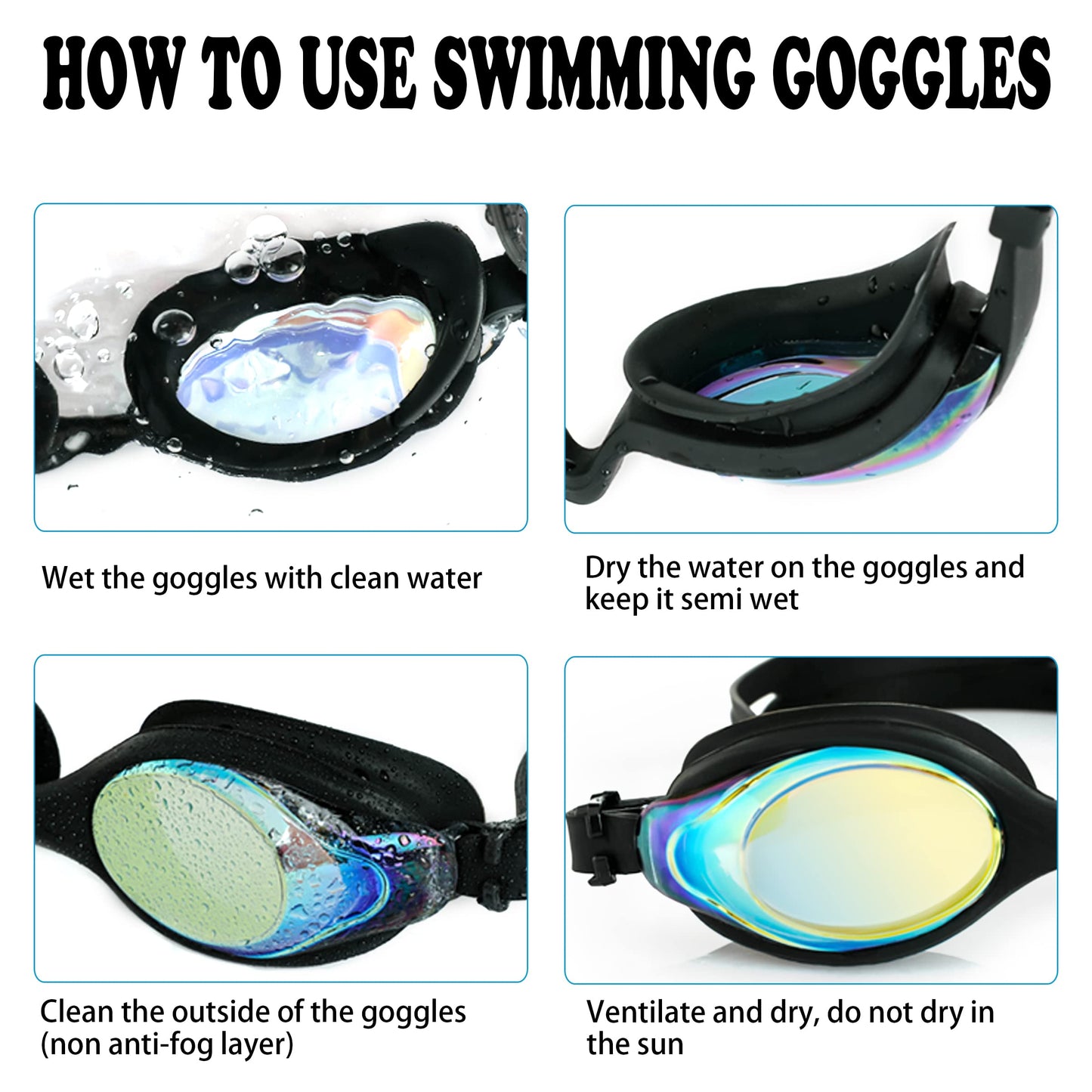 EWPJDK Kids Swim Goggles - 2 Pack Swimming Goggles Anti Fog Anti-UV No Leaking For Children Teens Boys & Girls Age 3-15 (Black & Pink)