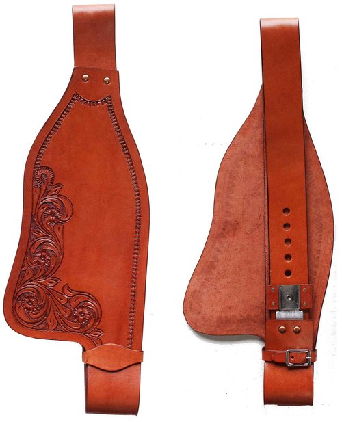 CHALLENGER Horse Western Adult Tooled Tan Leather Replacement Saddle Fenders 5211DT