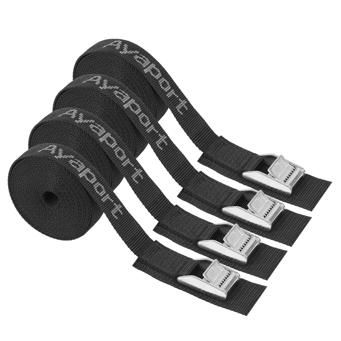 Ayaport Stainless Steel Cam Buckle Tie Down Lashing Straps 2500lbs Break Strength Heavy Duty Car Roof Rack Strap for Kayak, SUP, Surfboard, Cargo, Motorcycle, Truck, Boat, Dirt Bike