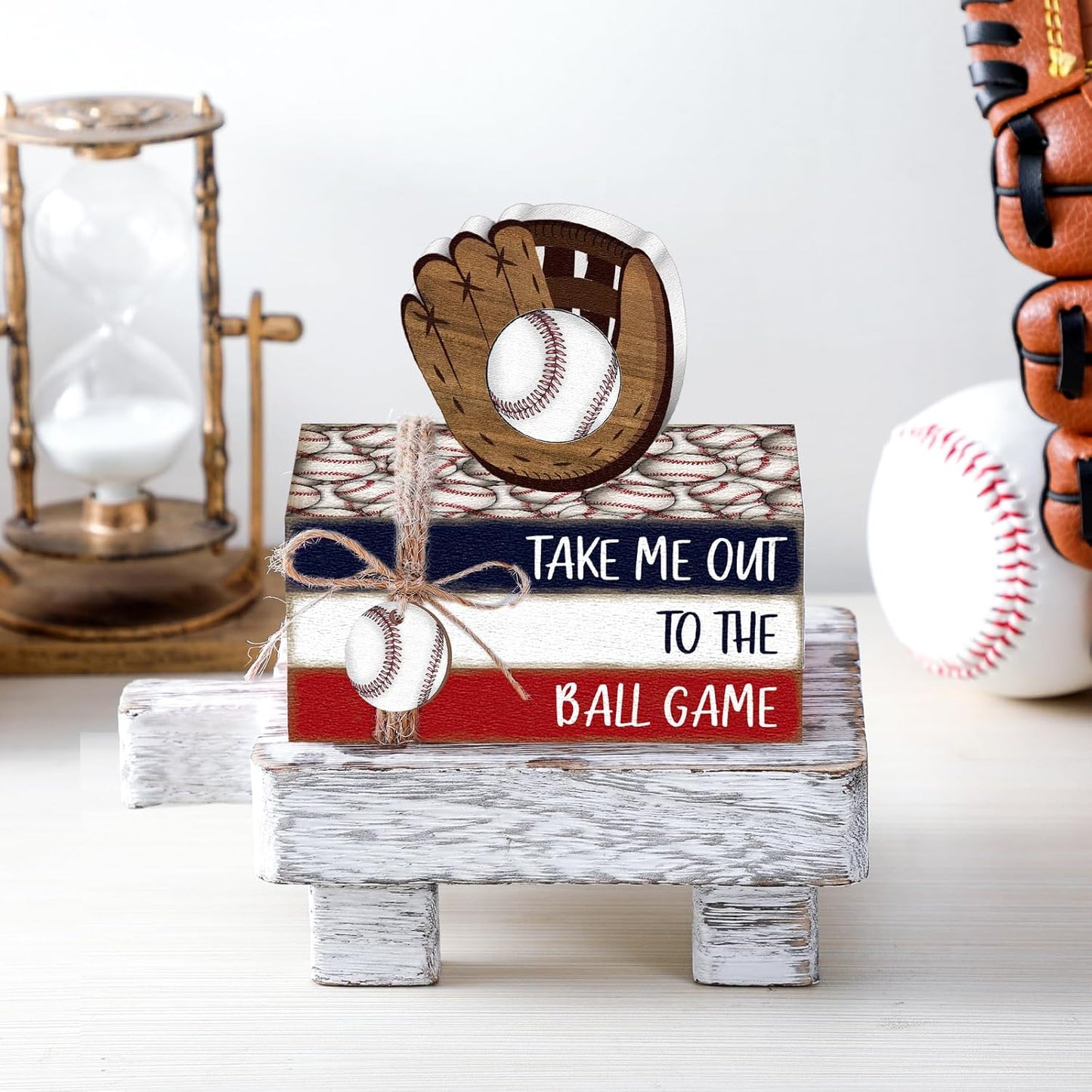 Baseball Decorations - 5 Pcs Mini Wooden Centerpieces for Farmhouse Tiered Tray | Sport Party Decor 2026