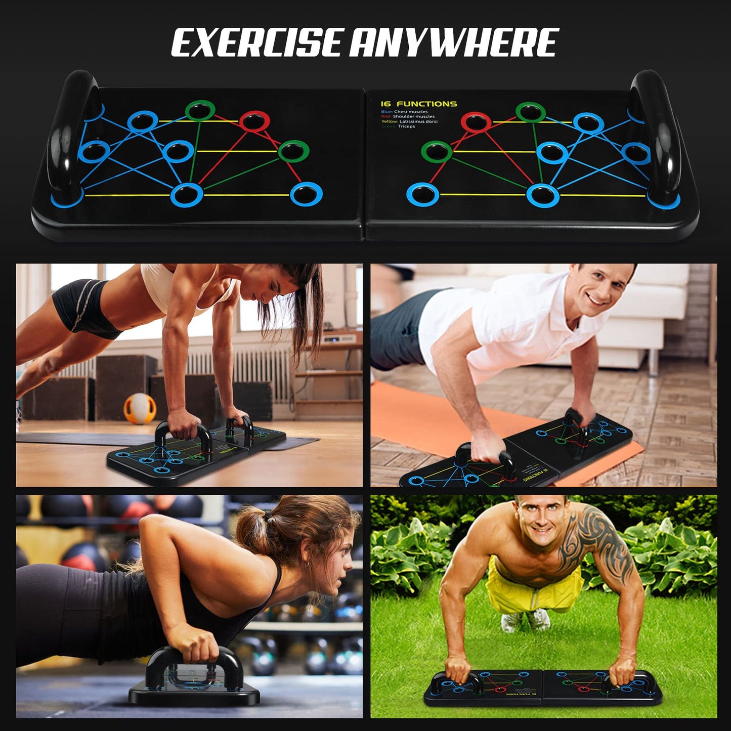 Push Up Board, Emurdyon 2 in 1 Home Workout Equipment, Strength Training Pushup Stands, Chest Muscle Exercise Equipment Men & Women Weights