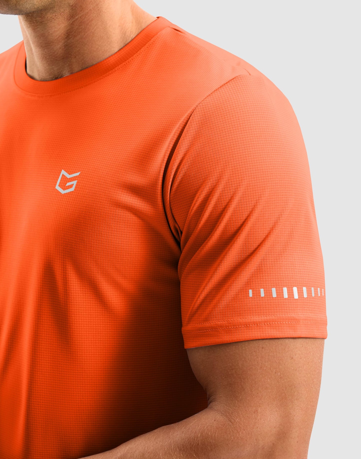Men's Workout Breathable T-Shirts Dry Fit UPF 50+ Sun Shirts Quick Dry Cooling Tee for Athletic, Running, Hiking (Fluorescent Orange, S)