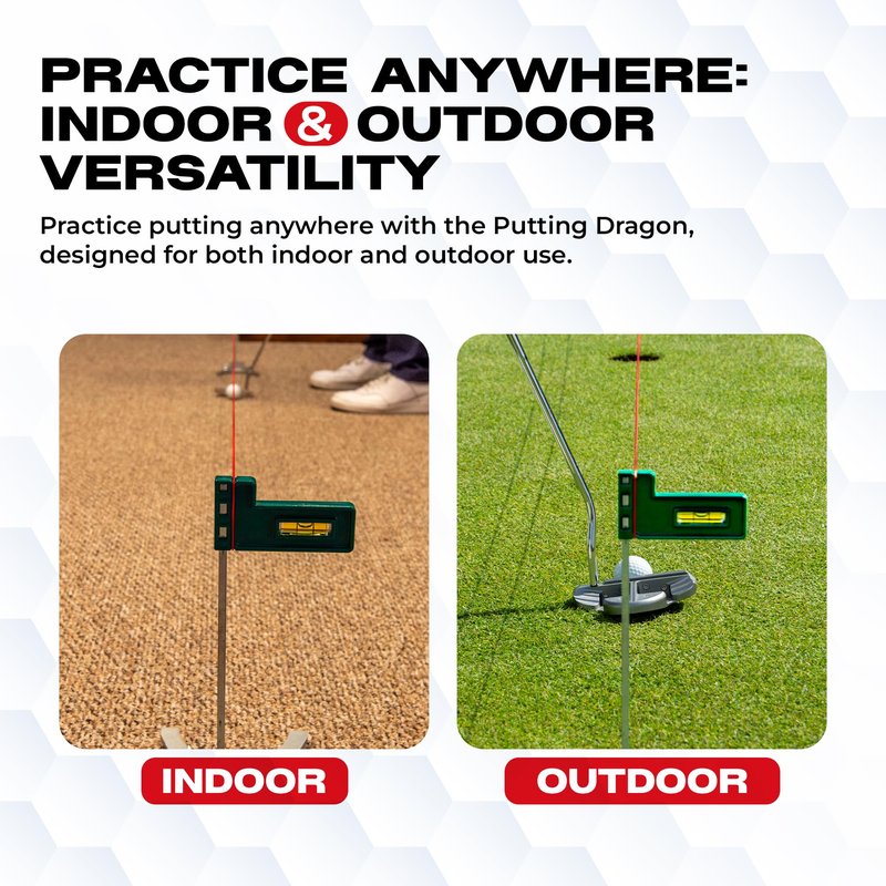 Putting Dragon® America's Premium Golf Training Aid-Perfect Golf Putting Aid for Alignment & Accuracy-Putter Training Aid with Built-in Levels-Durable Elastic Strings and Steel Base with Screws