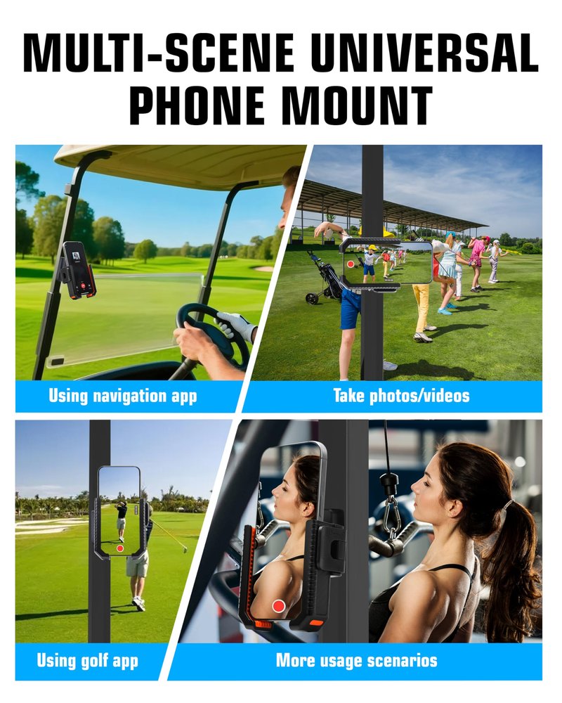 XEEP 2026 Magnetic Golf Cart Phone Holder 8pcs N52 Magnets, 360° Rotation, One-Touch Lock, Compatible with EZGO/Club Car/Yamaha, Golf Cart Cell Phone Holder for All 4.5-7" Smartphones