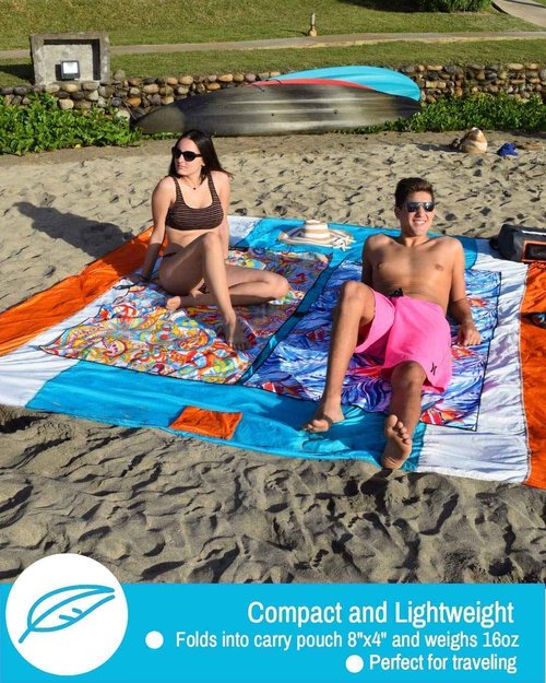 ECCOSOPHY Sandproof Beach Blanket and Quick Dry Microfiber Beach Towel Collection.