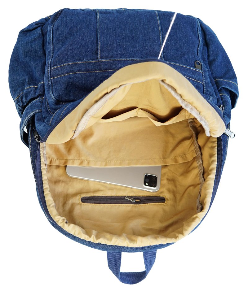 YunZh Denim Backpack Casual Style Lightweight Jeans Backpacks Classic Retro Travel Daypack