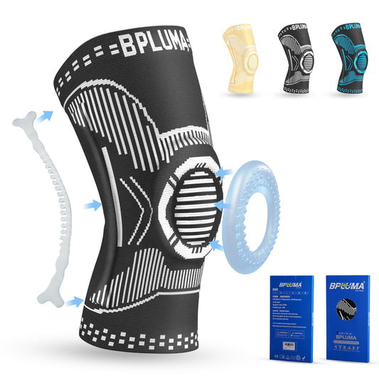 Bpluma Knee Brace for Knee Pain Men and Women, Knee Compression Sleeve for Torn Meniscus, Arthritis, Joint Pain，Knee Support for Working Out, Running, Weight Lifting，Fitness