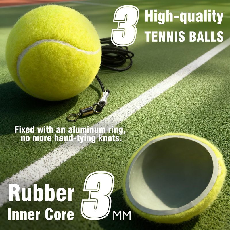 VAIIO Professional Tennis Trainer - Full Metal Portable Solo Rebounder with 3 High-Elastic String Balls, Ideal for Adults, Kids, Beginners & Advanced Players