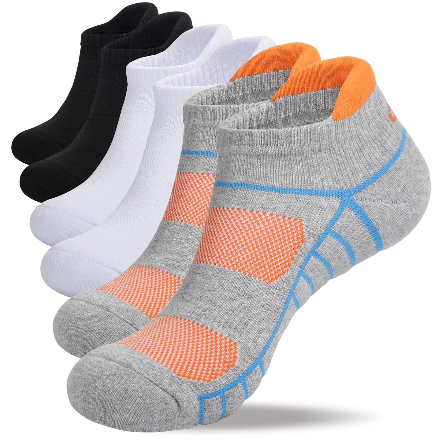 Lapulas Athletic Ankle Socks Performance Running Low Cut Cushioned Sports Tab Socks 6Pairs X-Large