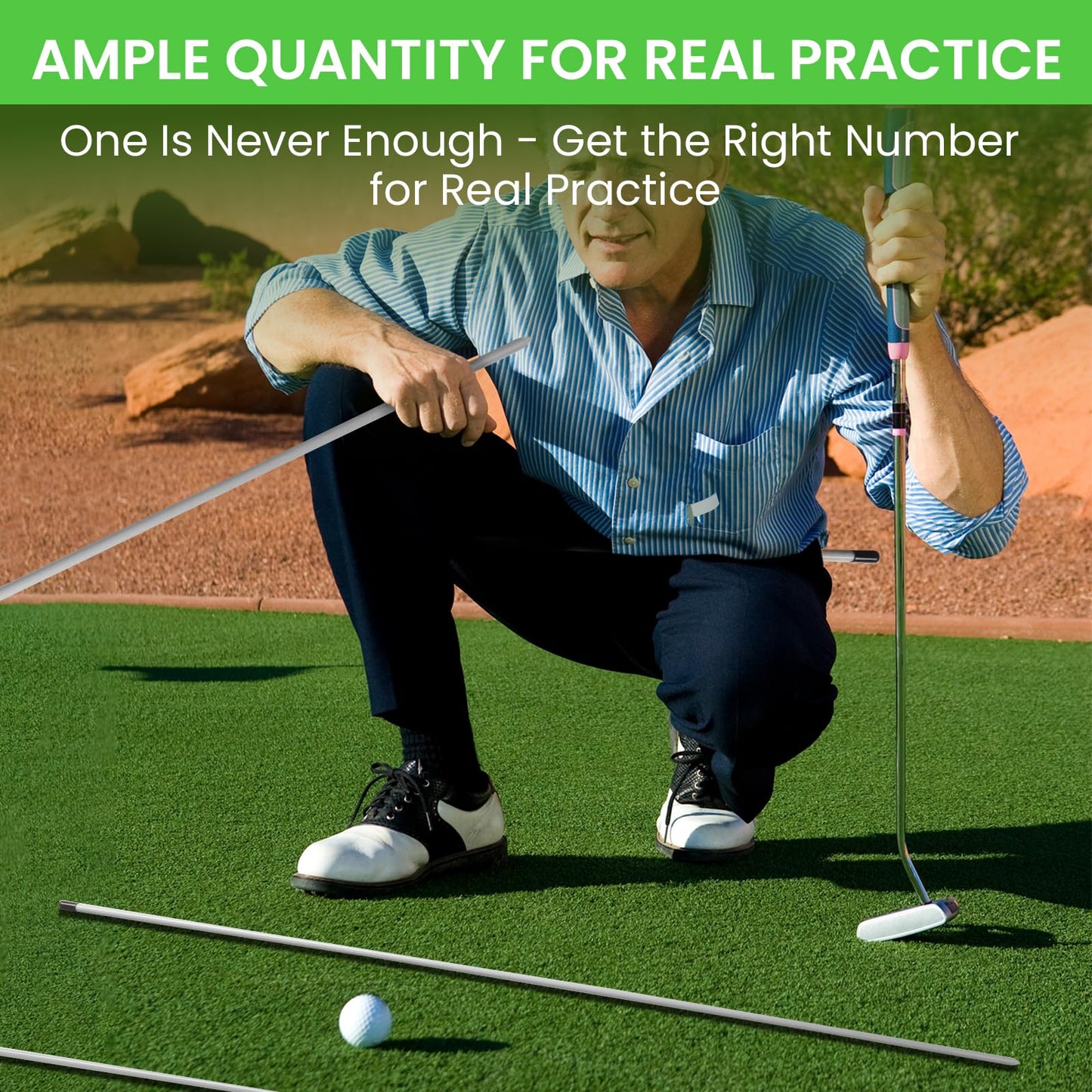 Billisa Golf Alignment Sticks 43 Inches Value 5-Pack with Premium Cover, Training Rods Essential Aiming Stick for Perfect Swing & Accurate Aiming & Effective Practice Guide (5 Pcs in White)