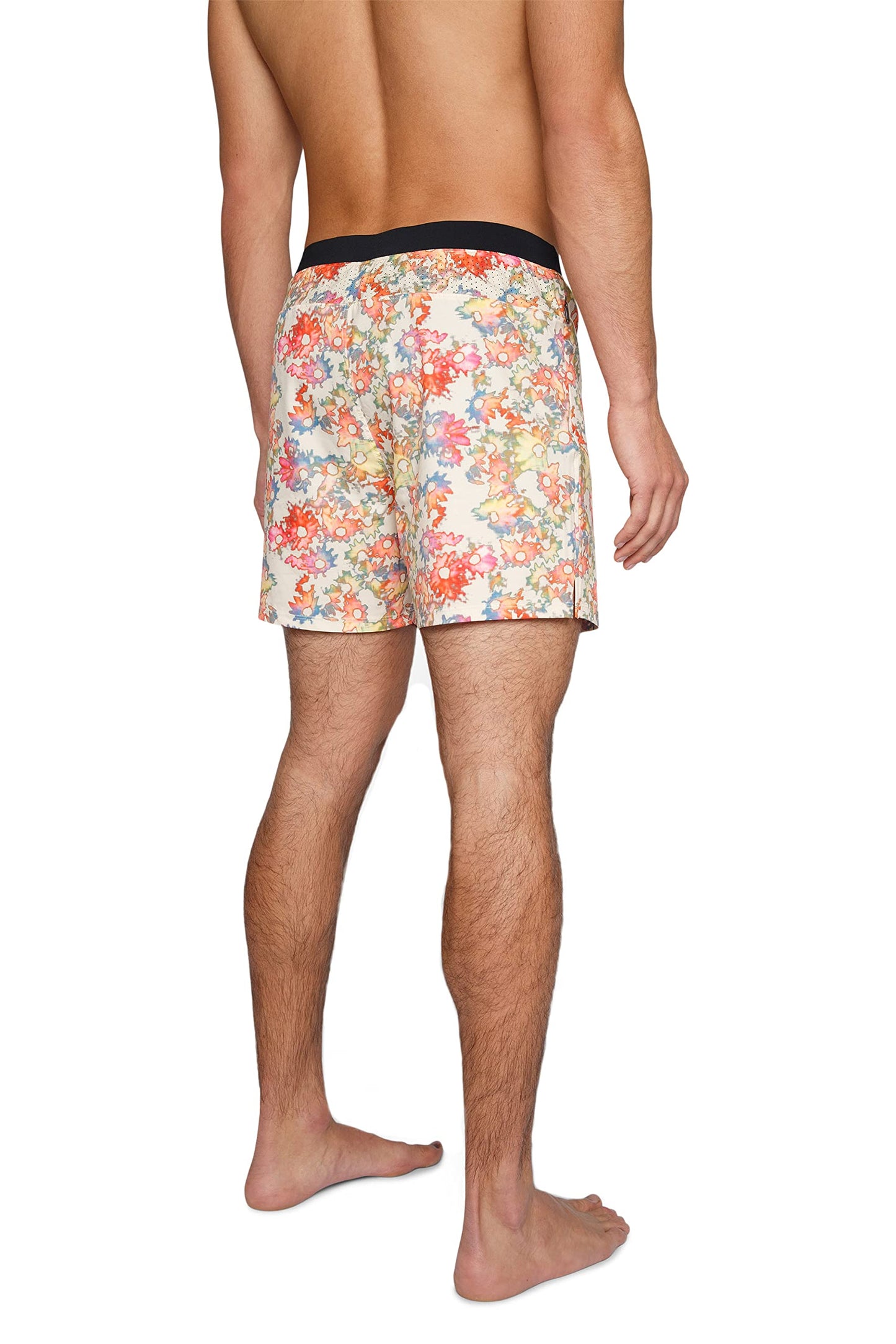 YOGA CROW Men's Flow Hot Yoga Workout Shorts - 5" Inseam - Quick Dry - Inner Liner - Zipper Pockets, Gym, Running, Hiking - Sand Floral/LG